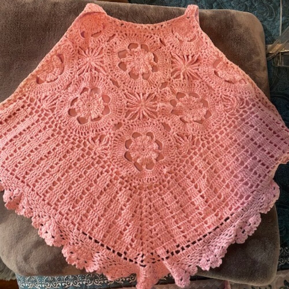 Chesley Crochet Halter Top Pink Women's Size M